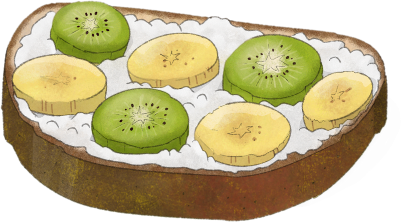 Illustration Kiwi- Bananenbrot